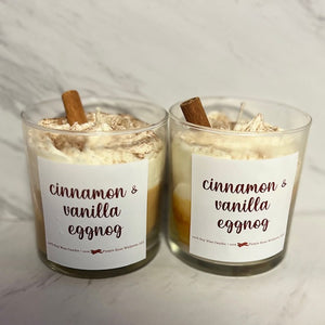 Cinnamon & Vanilla Eggnog Winter Holiday Candle Scented Soy Wax Candle