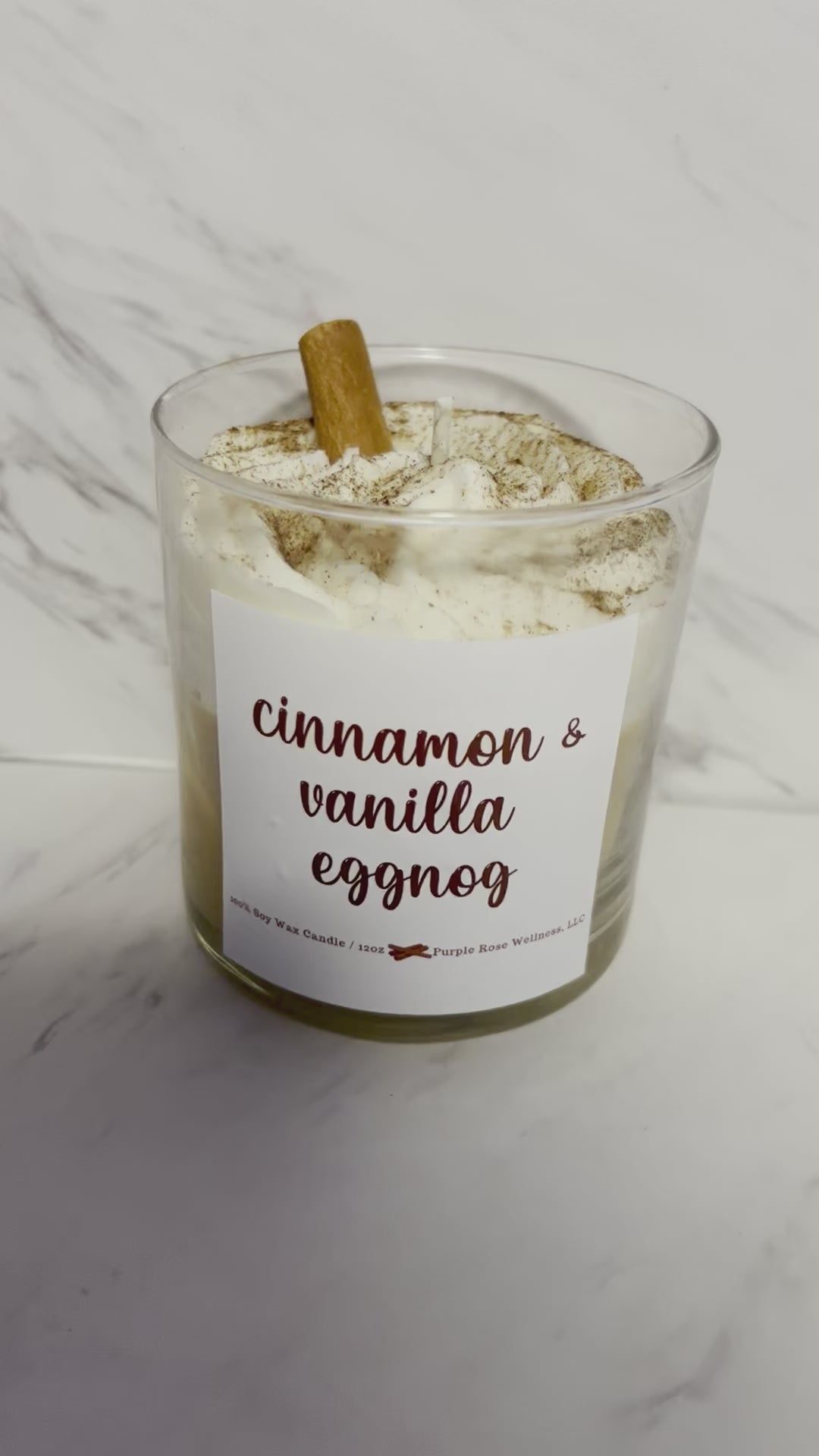 Cinnamon & Vanilla Eggnog Winter Holiday Candle Scented Soy Wax Candle